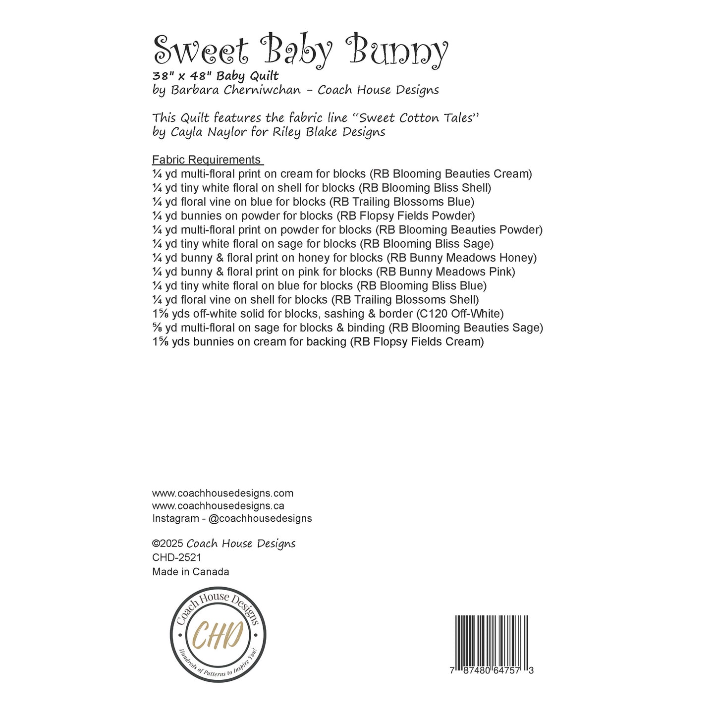 Sweet Baby Bunny Downloadable PDF Quilt Pattern