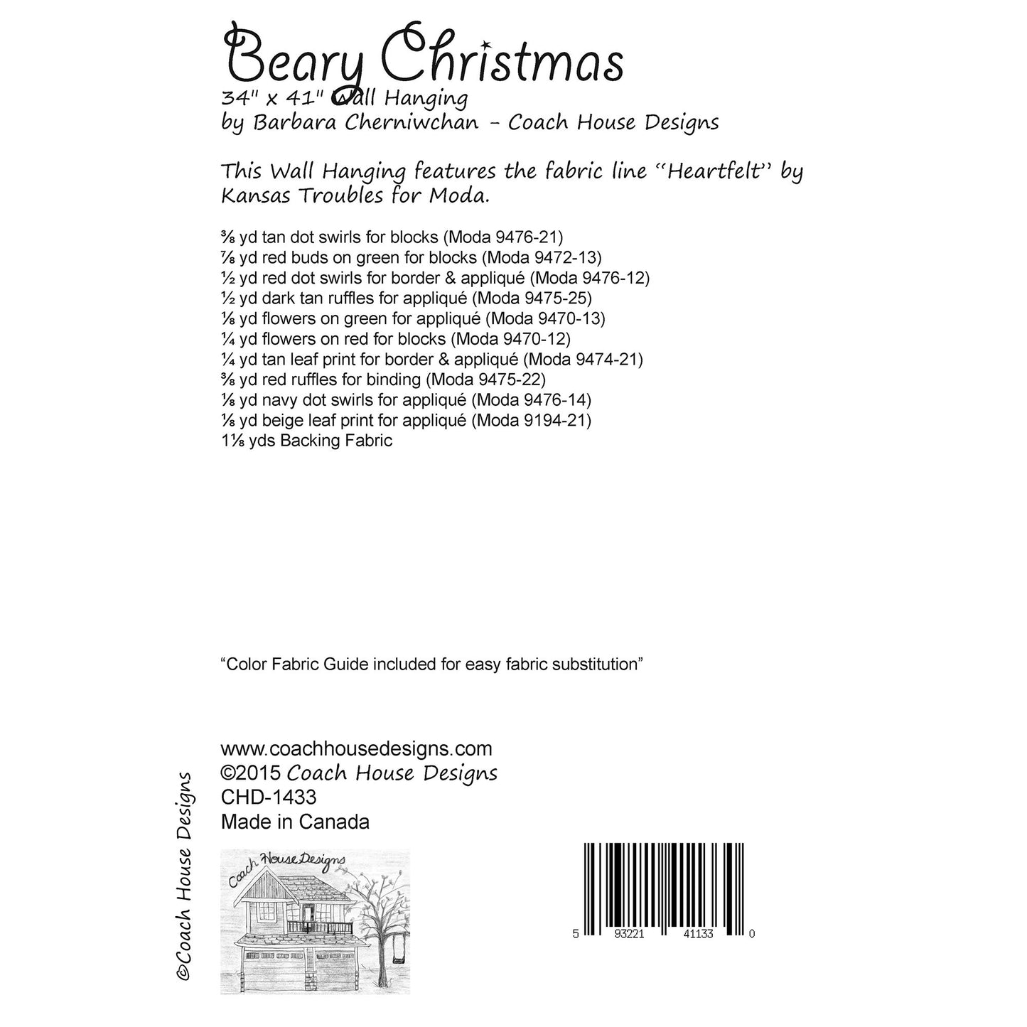Beary Christmas Downloadable PDF Quilt Pattern