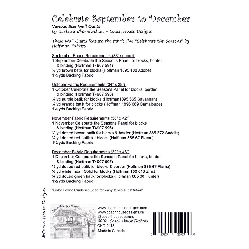 Celebrate September to December Quilt Pattern
