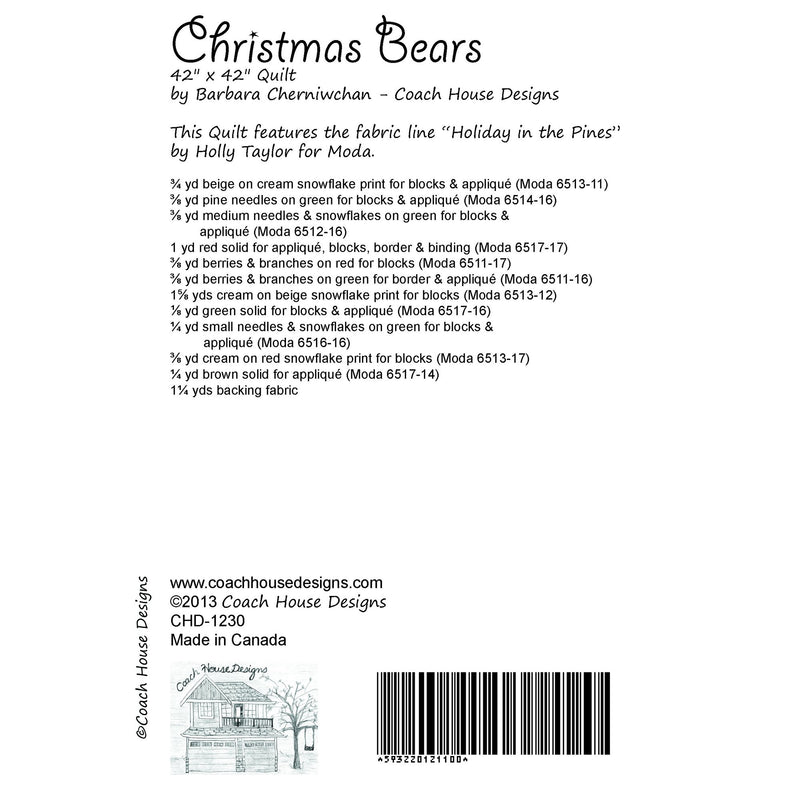 Christmas Bears Quilt Pattern
