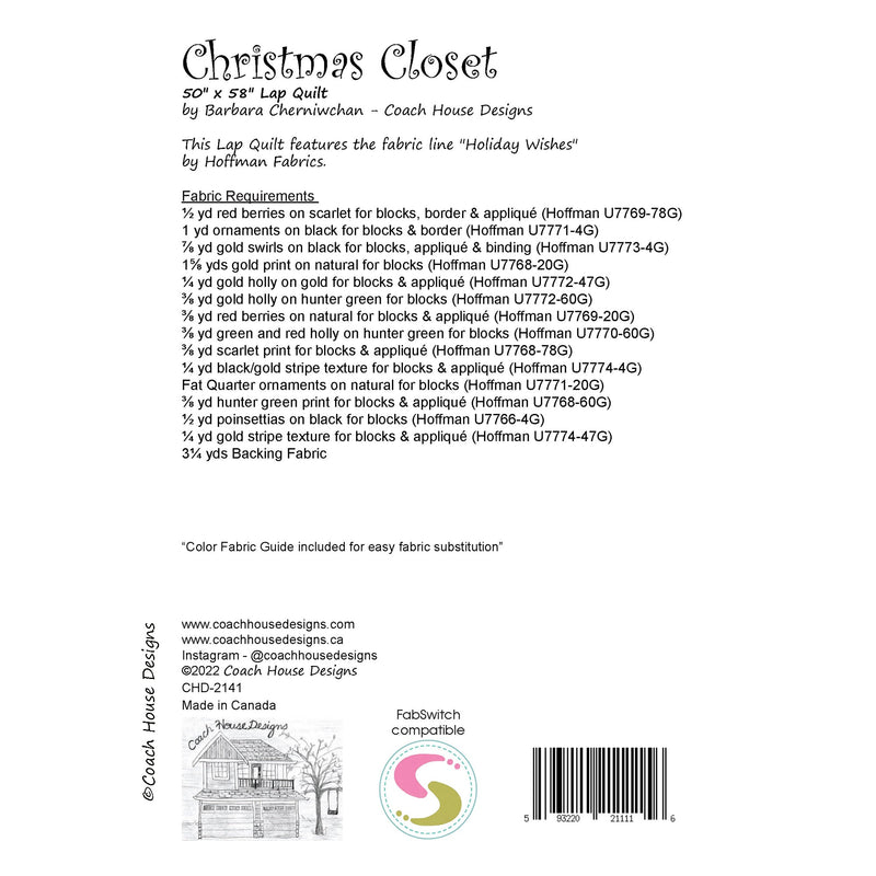 Christmas Closet Downloadable PDF Quilt Pattern