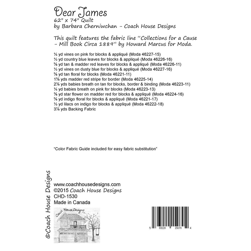 Dear James Downloadable PDF Quilt Pattern