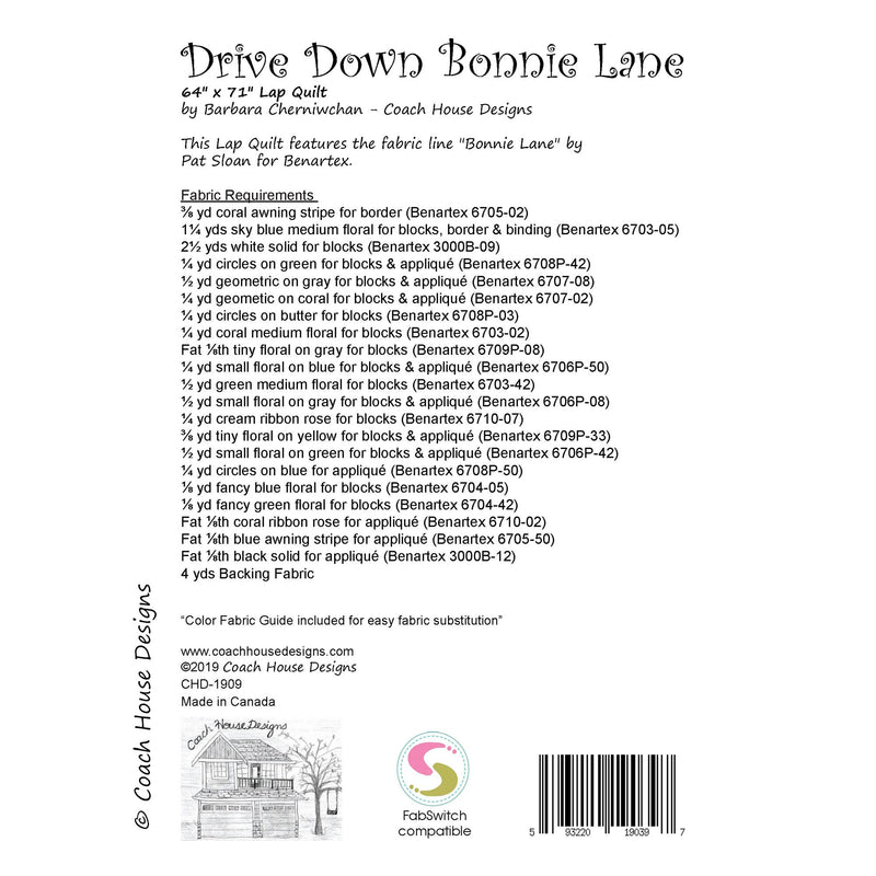 Drive Down Bonnie Lane Digital Pattern