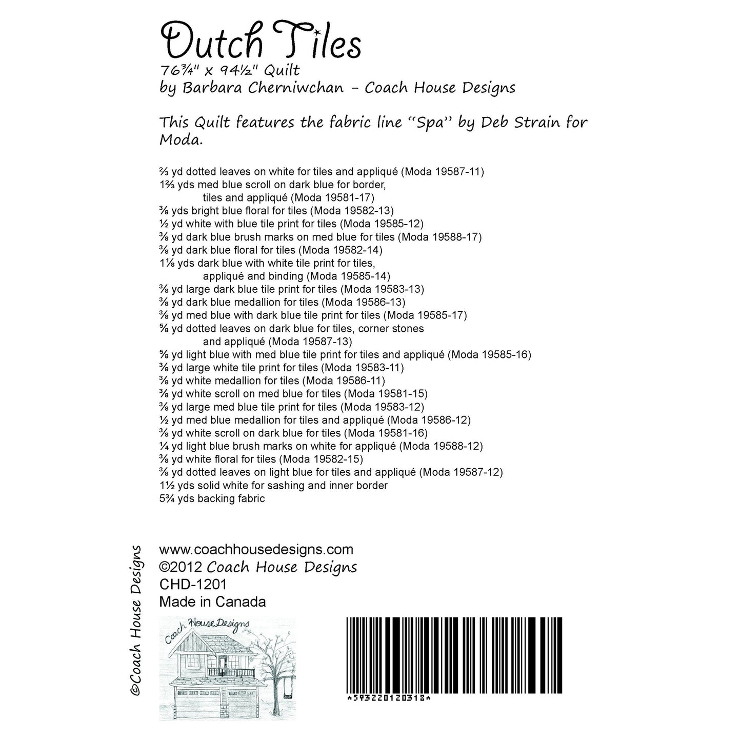 Dutch Tiles Downloadable PDF Quilt Pattern
