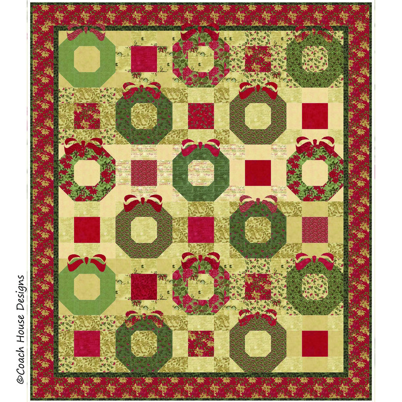 Holiday Wreaths Downloadable PDF Quilt Pattern