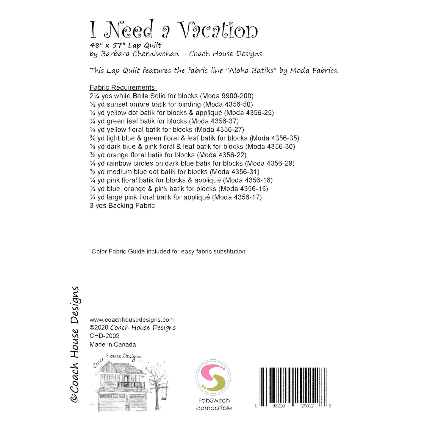 I Need a Vacation Quilt Pattern