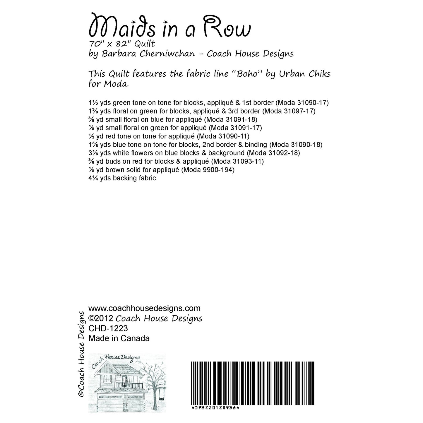 Maids in a Row Downloadable PDF Quilt Pattern