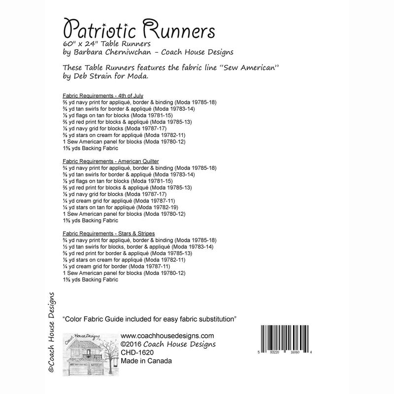 Patriotic Runners Downloadable PDF Quilt Pattern